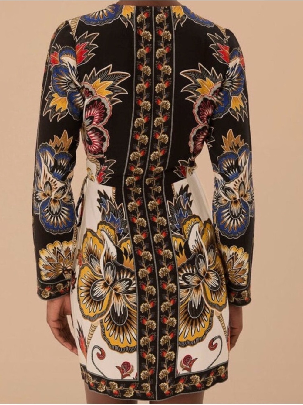 Farm Rio Black Maxi Floral Lenzing Ecovero Viscose Wrap Mini Dress Sz S - Picture 2 of 10